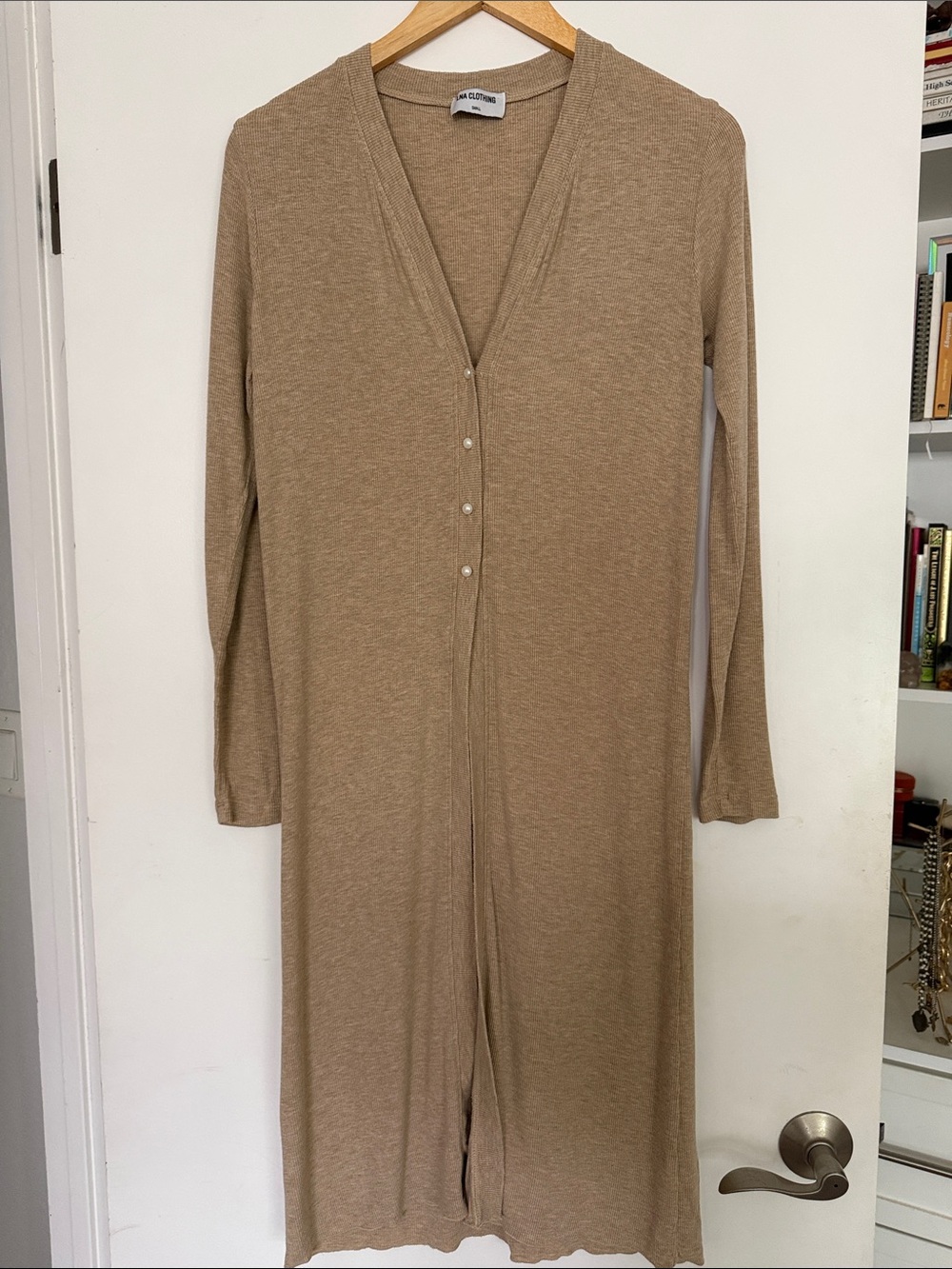LNA Camel Duster with Pearl Buttons
